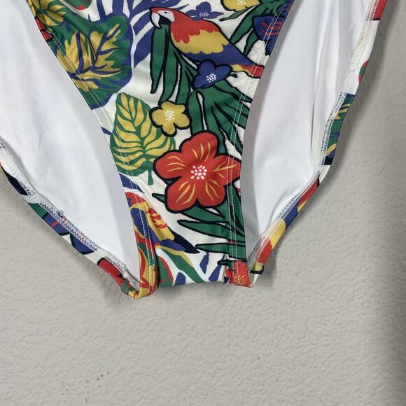 ModCloth 2X The Franky High Waisted Bikini Bottom Swimwear Green Floral Jungle - Picture 6 of 10